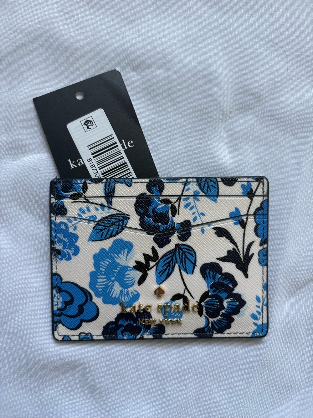 kate spade blue and black floral card case
